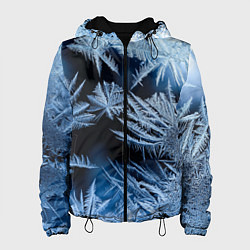 Куртка с капюшоном женская Морозный узор на стекле, цвет: 3D-черный