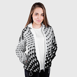 Куртка с капюшоном женская Металлическая абстрактная броня, цвет: 3D-белый — фото 2