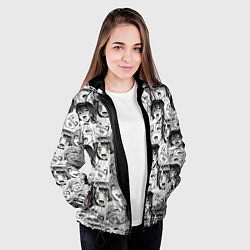 Куртка с капюшоном женская Разные девушки Ахегао, цвет: 3D-черный — фото 2