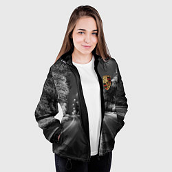 Куртка с капюшоном женская Порше - зимняя дорога, цвет: 3D-черный — фото 2
