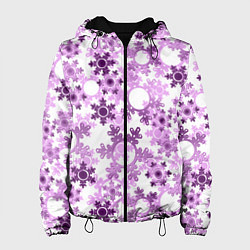 Женская куртка Розовые снежинки на белом фоне Новогодний декор