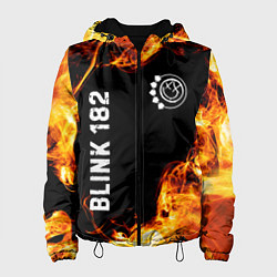 Куртка с капюшоном женская Blink 182 и пылающий огонь, цвет: 3D-черный