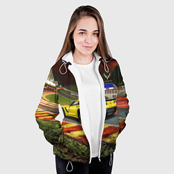 Куртка с капюшоном женская Chevrolet Corvette на гоночной трассе, цвет: 3D-белый — фото 2