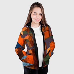 Куртка с капюшоном женская Множество оранжевых кубов и фигур, цвет: 3D-черный — фото 2