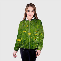 Куртка с капюшоном женская Солнечные одуванчики, цвет: 3D-белый — фото 2