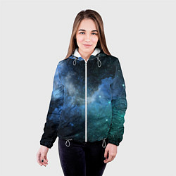 Куртка с капюшоном женская Акварель галактики, цвет: 3D-белый — фото 2