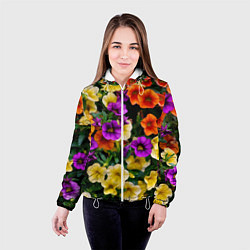 Куртка с капюшоном женская Разноцветная петуния, цвет: 3D-белый — фото 2