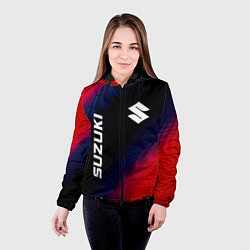 Куртка с капюшоном женская Suzuki красный карбон, цвет: 3D-черный — фото 2