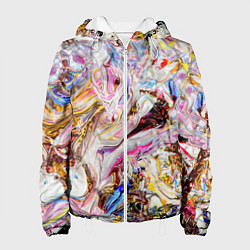 Куртка с капюшоном женская Aesthetic visual art galaxy slime, цвет: 3D-белый