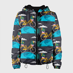 Куртка с капюшоном женская Велопрогулка, цвет: 3D-черный