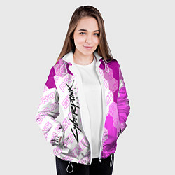 Куртка с капюшоном женская Cyberpunk 2077 pro gaming: по-вертикали, цвет: 3D-белый — фото 2