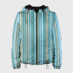 Женская куртка Текстура полосы зелено-голубой