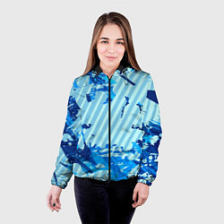 Куртка с капюшоном женская Синие линии, цвет: 3D-черный — фото 2