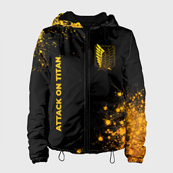 Куртка с капюшоном женская Attack on Titan - gold gradient: надпись, символ, цвет: 3D-черный