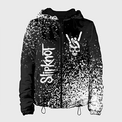 Куртка с капюшоном женская Slipknot и рок символ на темном фоне, цвет: 3D-черный