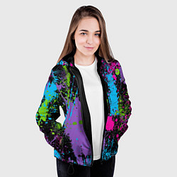 Куртка с капюшоном женская Для граффити - абстрактные брызги, цвет: 3D-черный — фото 2