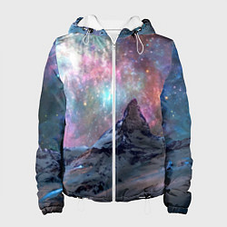 Куртка с капюшоном женская Снежная вершина и бесконечное космическое простран, цвет: 3D-белый