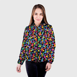 Куртка с капюшоном женская Разноцветные кролики, цвет: 3D-черный — фото 2