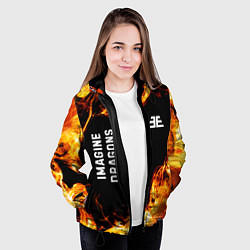 Куртка с капюшоном женская Imagine Dragons и пылающий огонь, цвет: 3D-черный — фото 2