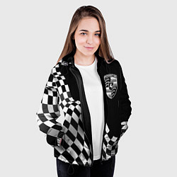 Куртка с капюшоном женская Porsche racing flag, цвет: 3D-черный — фото 2
