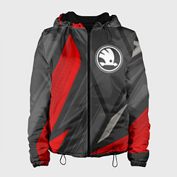 Куртка с капюшоном женская Skoda sports racing, цвет: 3D-черный