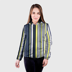 Куртка с капюшоном женская Абстрактные разноцветные линии, цвет: 3D-черный — фото 2