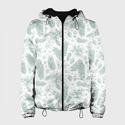 Куртка с капюшоном женская Шишки и веточки - Новый год, цвет: 3D-черный