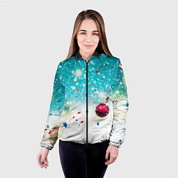 Куртка с капюшоном женская Шарики новогодние, цвет: 3D-черный — фото 2