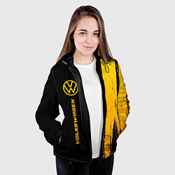 Куртка с капюшоном женская Volkswagen - gold gradient: по-вертикали, цвет: 3D-черный — фото 2