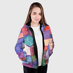 Куртка с капюшоном женская Геометрия акварель, цвет: 3D-черный — фото 2