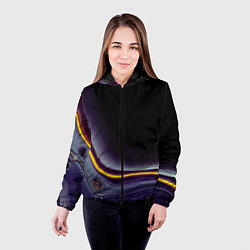 Куртка с капюшоном женская Фиолетовые краски во тьме, цвет: 3D-черный — фото 2