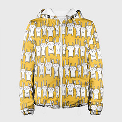 Куртка с капюшоном женская Милое семейство кроликов, цвет: 3D-белый