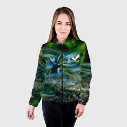 Куртка с капюшоном женская Манитные поля - абстракция, цвет: 3D-черный — фото 2