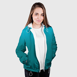 Куртка с капюшоном женская Градиент бирюзовый, цвет: 3D-белый — фото 2
