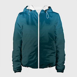 Куртка с капюшоном женская Градиент бирюзовый, цвет: 3D-белый