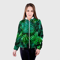Куртка с капюшоном женская Тропические растения - текстура, цвет: 3D-белый — фото 2