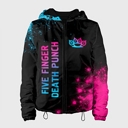 Куртка с капюшоном женская Five Finger Death Punch - neon gradient: надпись,, цвет: 3D-черный