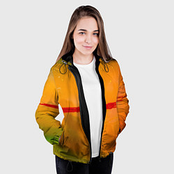 Куртка с капюшоном женская Оранжевый туман и красная краска, цвет: 3D-черный — фото 2