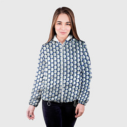 Куртка с капюшоном женская Геометрические бело-синие круги, цвет: 3D-белый — фото 2