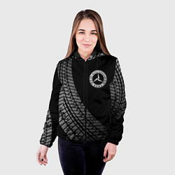 Куртка с капюшоном женская Mercedes tire tracks, цвет: 3D-черный — фото 2