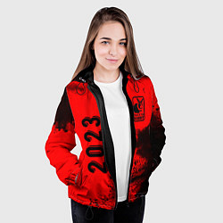 Куртка с капюшоном женская 2023 Кролик в рамочке: надпись, символ, цвет: 3D-черный — фото 2