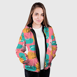 Куртка с капюшоном женская Цветы и фигуры абстракция, цвет: 3D-черный — фото 2