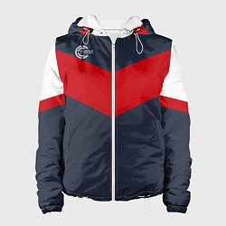 Куртка с капюшоном женская FIRM темно-синий с красной полосой, цвет: 3D-белый
