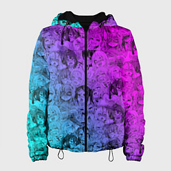 Куртка с капюшоном женская Ахегао девушки градиент, цвет: 3D-черный