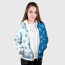 Куртка с капюшоном женская Красивые снежинки, цвет: 3D-белый — фото 2
