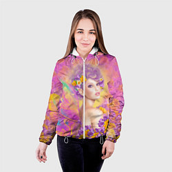 Куртка с капюшоном женская Розовая фея бабочка, цвет: 3D-белый — фото 2