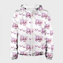 Куртка с капюшоном женская Чеснок с зубчиками - паттерн, цвет: 3D-белый