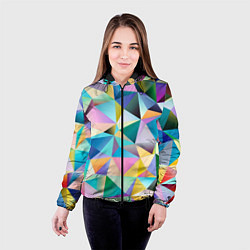 Куртка с капюшоном женская Полигональная текстура, цвет: 3D-черный — фото 2
