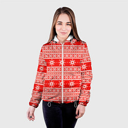 Куртка с капюшоном женская New Year snowflake pattern, цвет: 3D-белый — фото 2