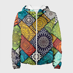 Куртка с капюшоном женская Patterned mosaic, цвет: 3D-белый